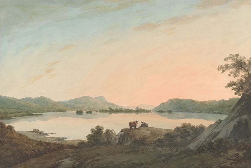 Lake Windermere from Calgarth with Belle Isle, oil painting by John Warwick Smith