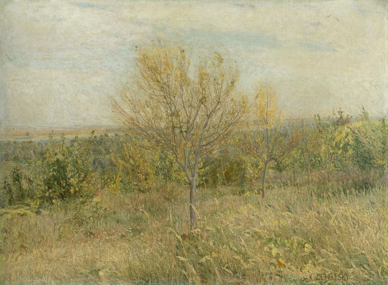 Autumn Landscape oil painting by Karol Miloslav Lehotský featuring vibrant trees and foliage.