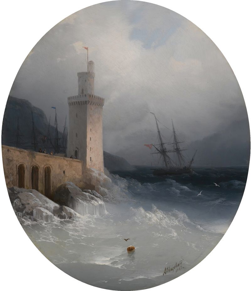 Cena marinha da Costa Amalfitana por Ivan Konstantinovich Aivazovsky, pintura a óleo