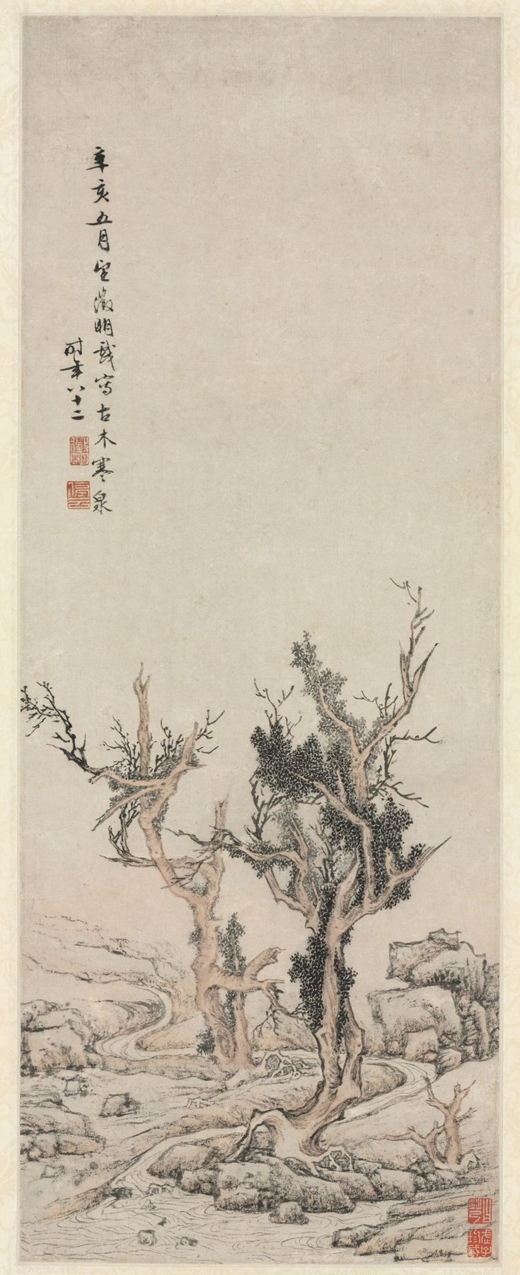 Old Trees by a Wintry Brook, Chinese Traditional art by Wen Zhengming