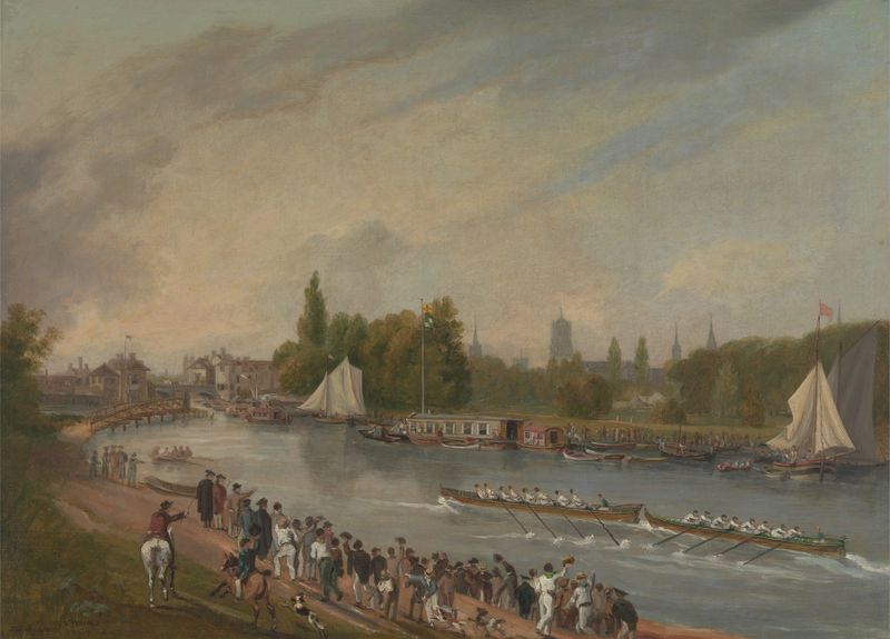 A Boat Race on the River Isis, óleo sobre tela de John Whessell