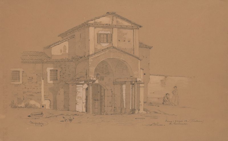 Arquitectura de la Iglesia de San Cosme en Trastevere, óleo de Arthur Blaschnik
