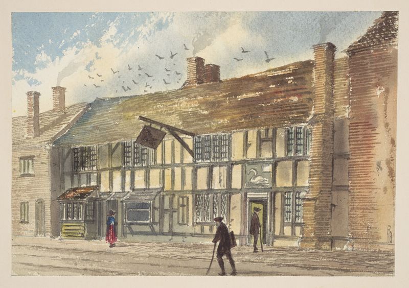 Haunts of Shakespeare Pl.17 de Paul Braddon, gravura com uma figura espectral na névoa.