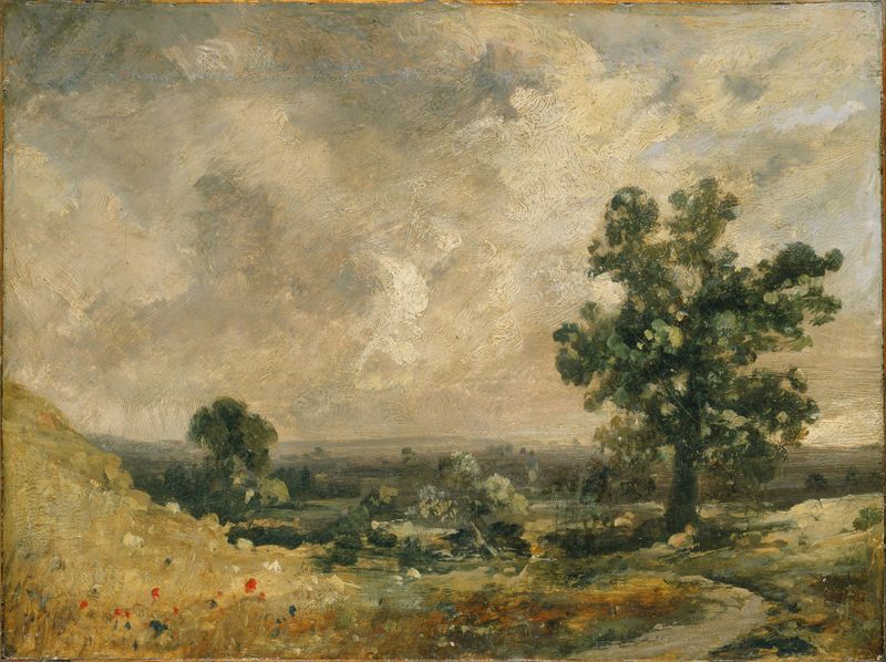 Pintura a óleo de John Constable mostrando colinas onduladas e nuvens dramáticas