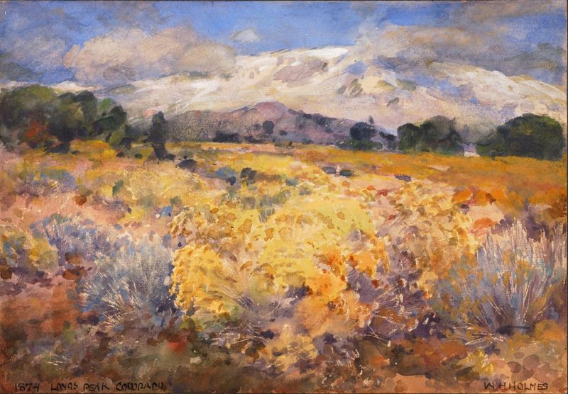 Long’s Peak, Colorado by William Henry Holmes, watercolor on paper depicting mountains and sky