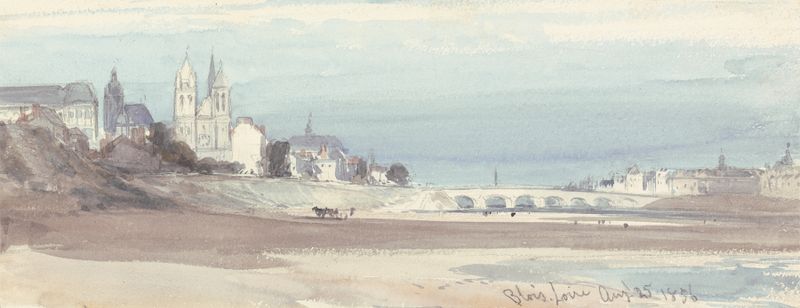Landscape of the Loire river by William Callow, oil painting from 1856