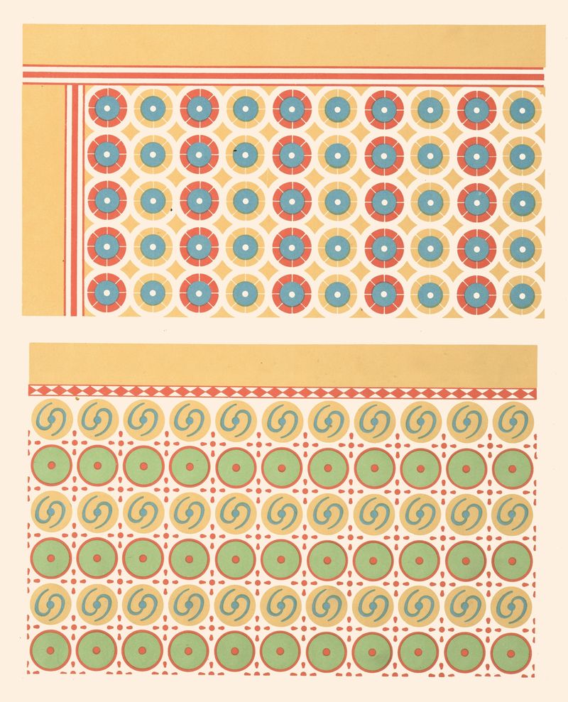 20. Plafond du Tombeau D’amenheb (n° 90), 21. Plafond du Tombeau de Menkheper (n° 79), 1911, by Gustave Jéquier, public domain