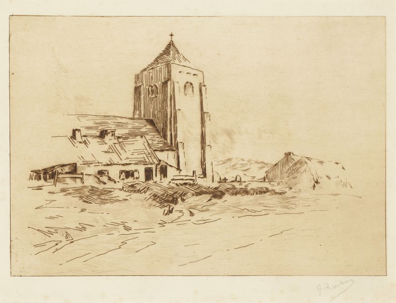 Landschap met O.L.Vrouw-ter-Duinen te Mariakerke bij Oostende by Albert Baertsoen, oil painting