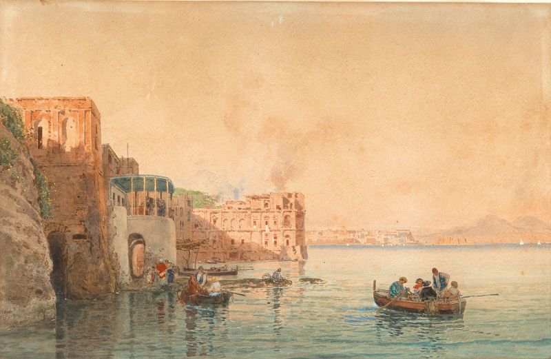 Palazzo Donn’Anna em Nápoles, óleo sobre tela de Eduardo Dalbono
