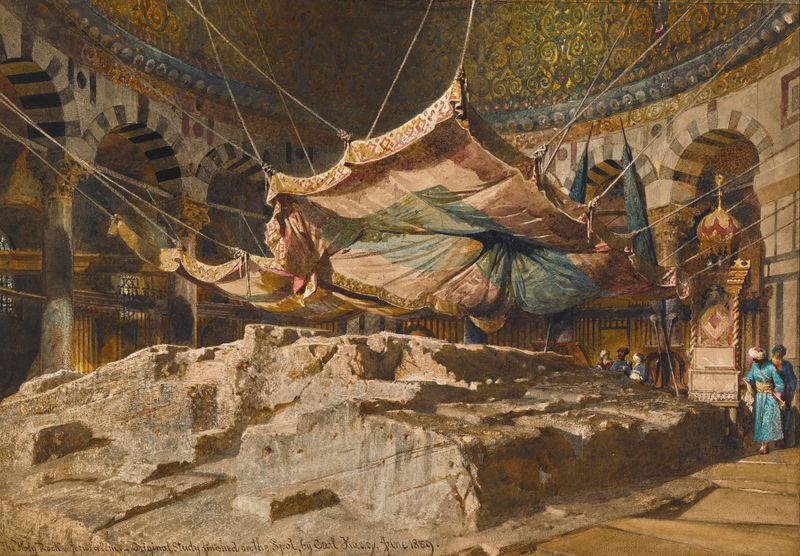 Landscape depicting The Holy Rock, Jerusalem by Carl Haag, oil painting