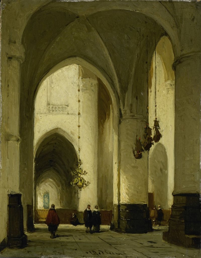 Interior da Igreja de St Bavo em Haarlem de Johannes Bosboom, pintura a óleo