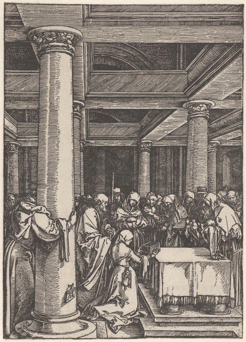 Religious scene with Christ and Mary in the temple, paper by Albrecht Dürer