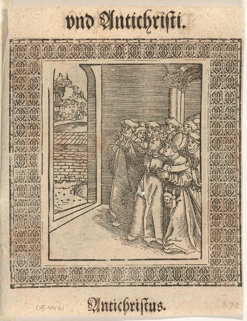 Gezag van paus over bisschop de Lucas Cranach, meio papel, representando um papa em vestes vermelhas