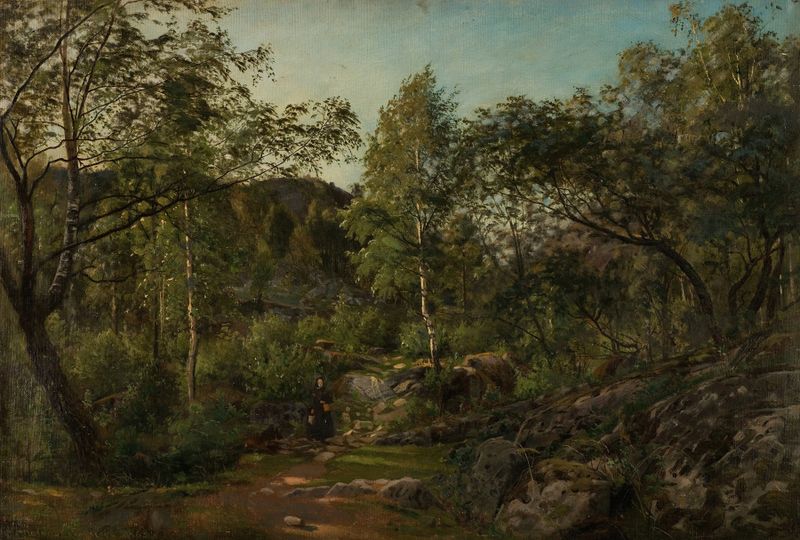 'Ulvegildeskogen' de Amaldus Nielsen, óleo sobre lienzo