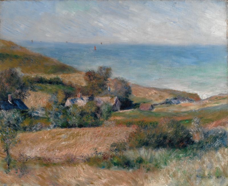 Vista de la costa cerca de Wargemont en Normandía, óleo de Pierre-Auguste Renoir
