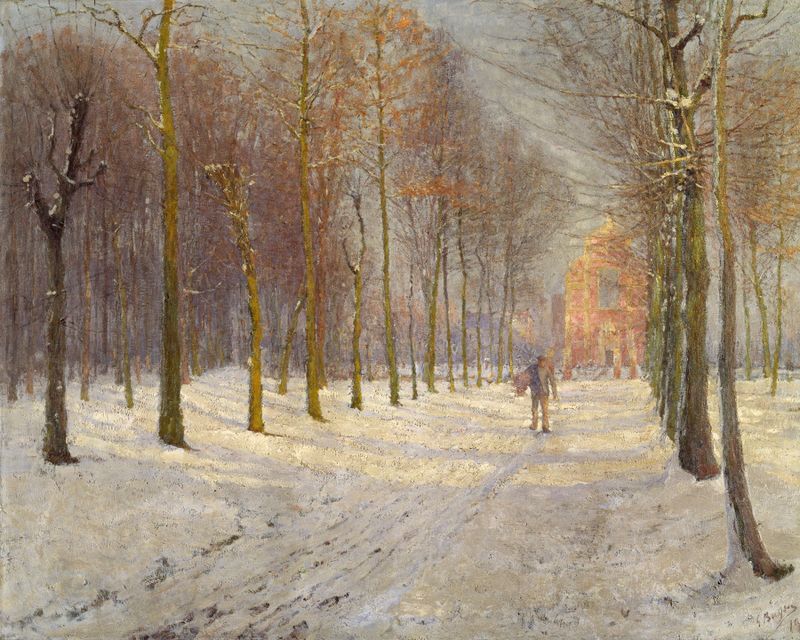 De Sint-Catharinakerk in Wondelgem, oil on canvas by Georges Léon Ernest Buysse