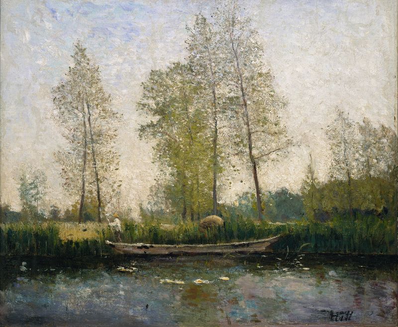 Seine. Motif from St Germain by Carl Fredrik Hill, impressionism, depicting a tranquil river landscape.
