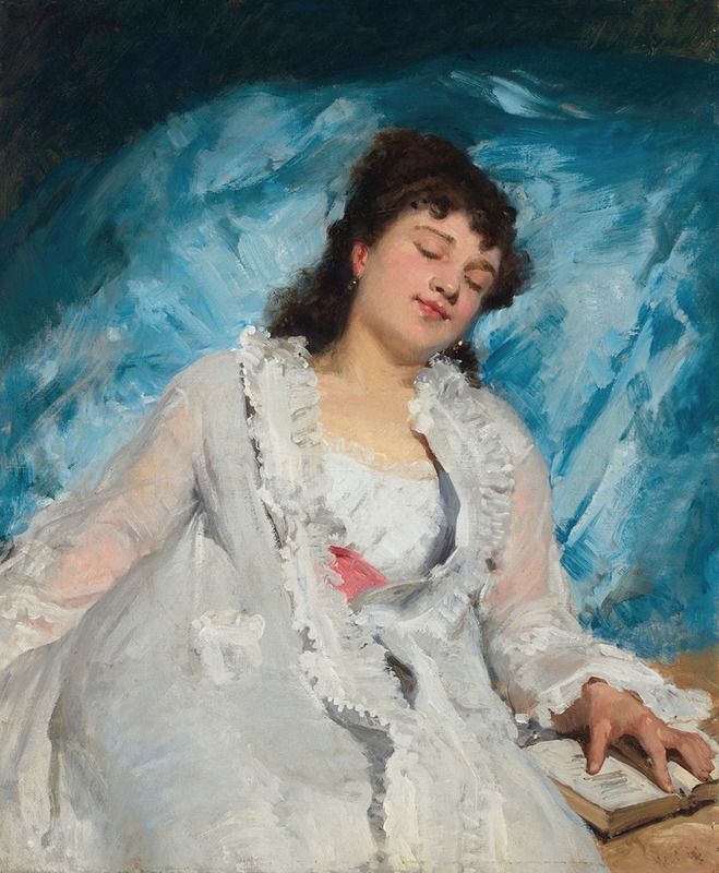 Doux repos by Victor Gabriel Gilbert, oil painting depicting children relaxing on grass.