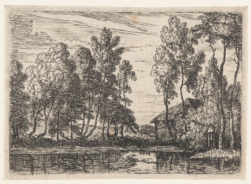 Kanaal by Lodewijk de Vadder, etching depicting water reflections in a tranquil landscape.
