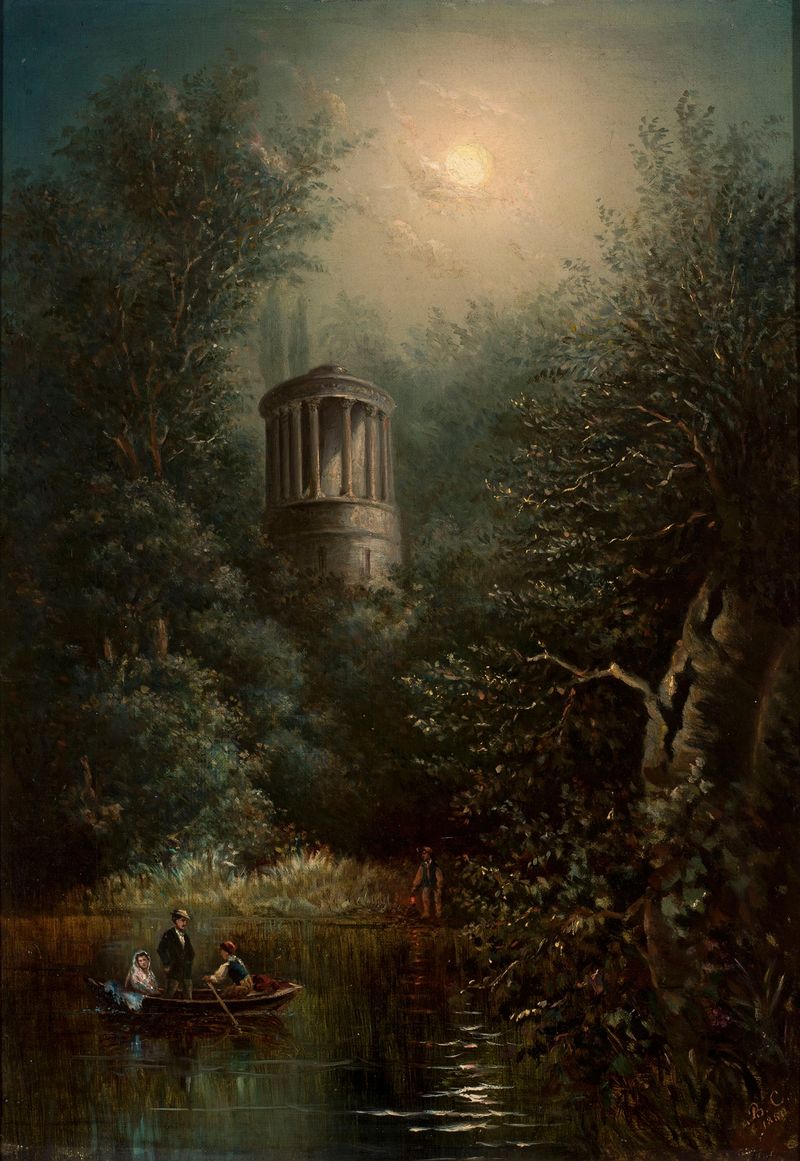 Vista del Templo de la Sibila en Puławy, Romanticismo, artista desconocido