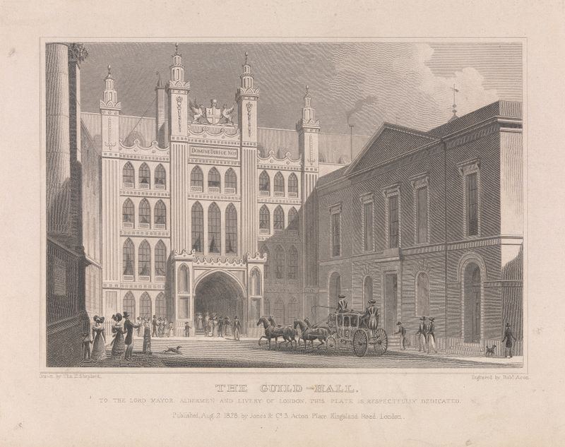Arquitetura de The Guildhall de Robert Acon, 1828, pintura a óleo