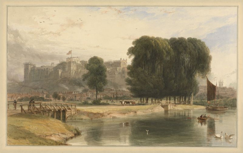 Windsor Castle desde cerca de Brocas Meadows, pintura al óleo de William Daniell