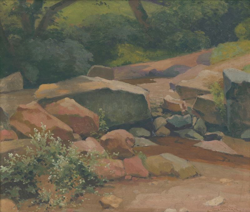 Rocks de Ľudovít Čordák, modernismo, retratando rochas cinzas e cores suaves