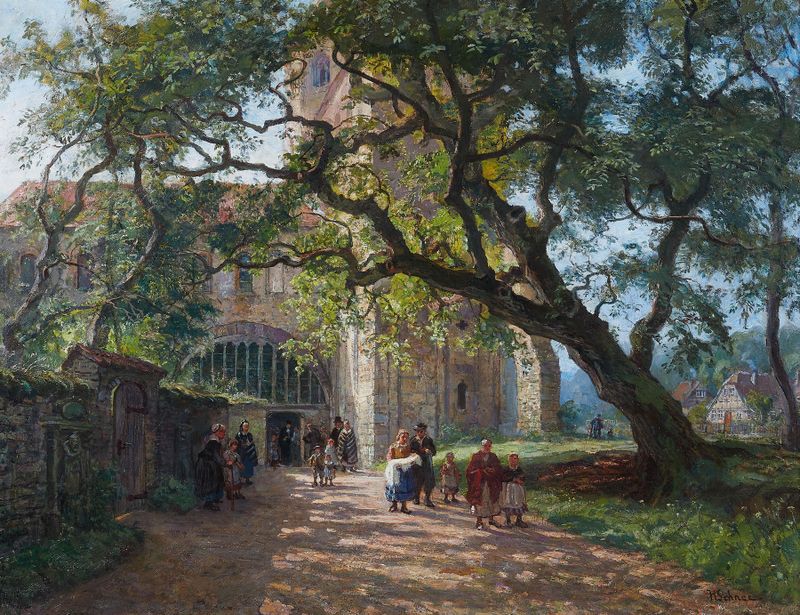 Der Taufgang de Hermann Schnee, simbolismo, representando un canal tranquilo al amanecer
