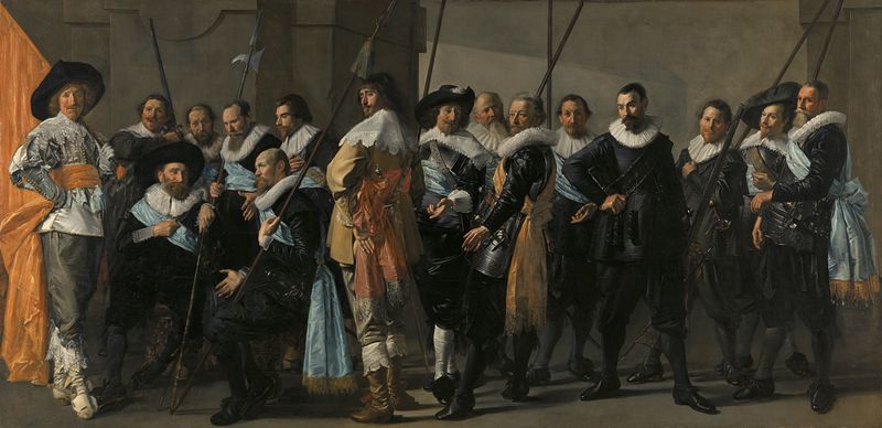 Historical oil painting by Frans Hals depicting a militia company portrait.