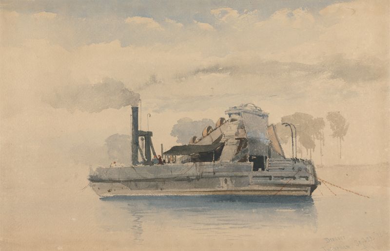 Dredger at Twickenham, óleo sobre tela de Thomas Charles Leeson Rowbotham