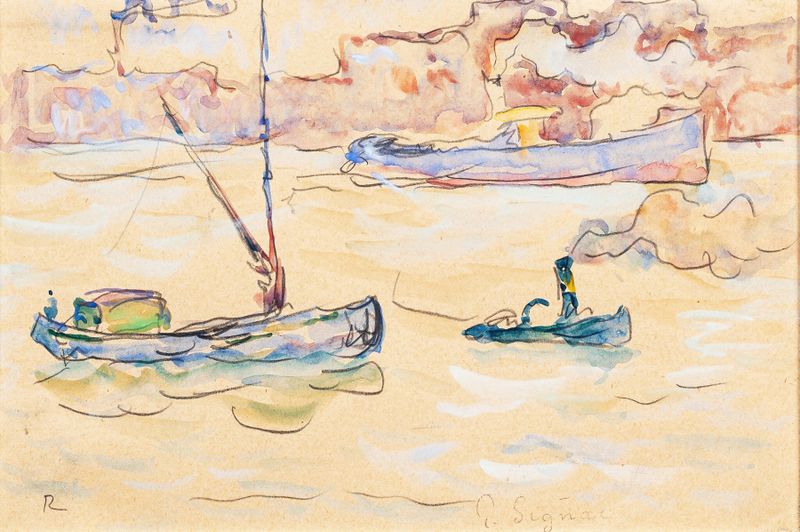 Rotterdam de Paul Signac, óleo sobre lienzo, que representa agua vibrante y edificios angulares.