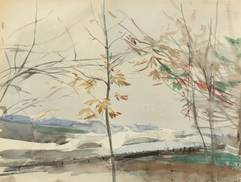 Autumn landscape with trees, oil painting by Giovanni Boldini