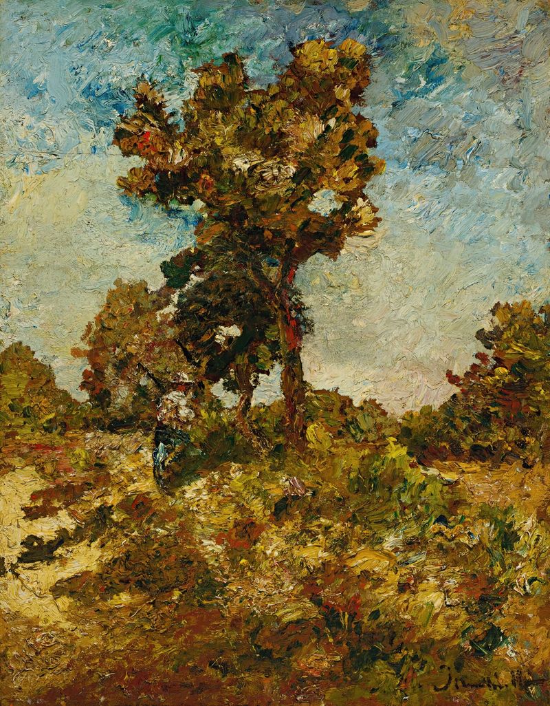 Landscape with trees and foliage by Adolphe Monticelli, oil painting