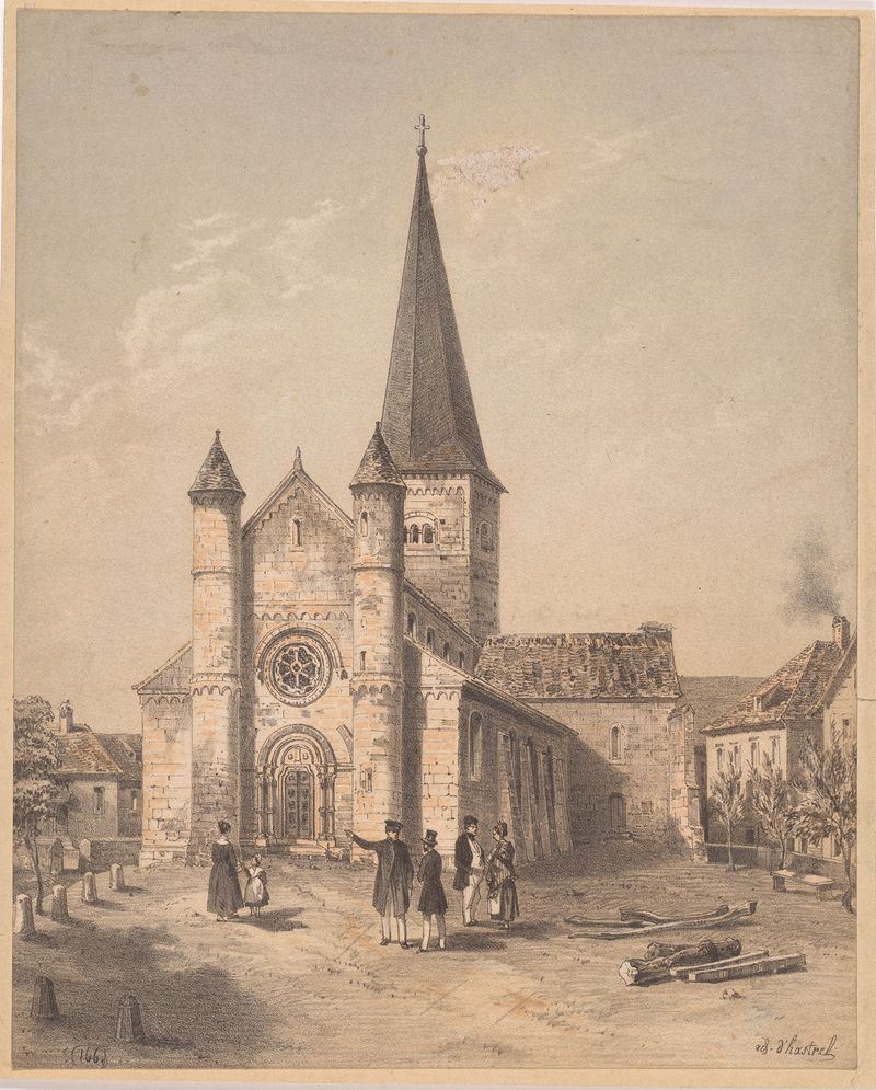 Arquitectura de la iglesia de San Adelphe por Adolphe Hastrel de Rivedoux, pintura al óleo