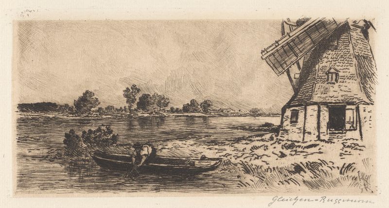Landscape with an Angler, oil painting by Heinrich-Ludwig von Gleichen-Russworm