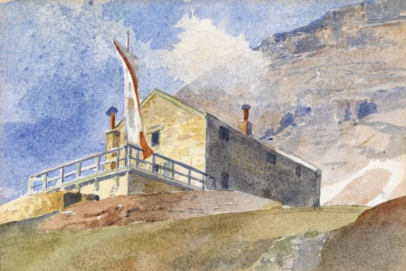 Paisagem com Schutzhaus am Großglockner de Marie Egner, pintura a óleo