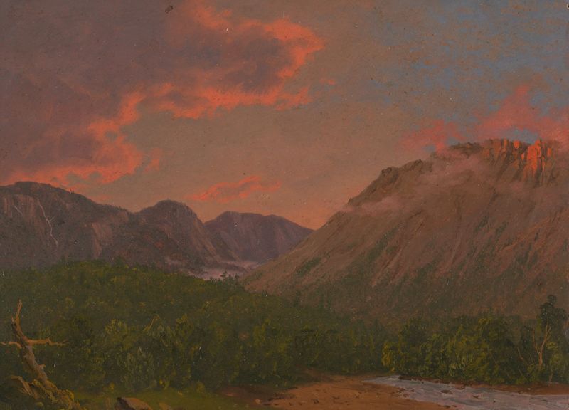 Paisaje montañoso al atardecer, óleo sobre lienzo de Frederic Edwin Church