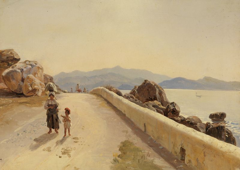 Coastal landscape oil painting by Johann Baptist Kirner