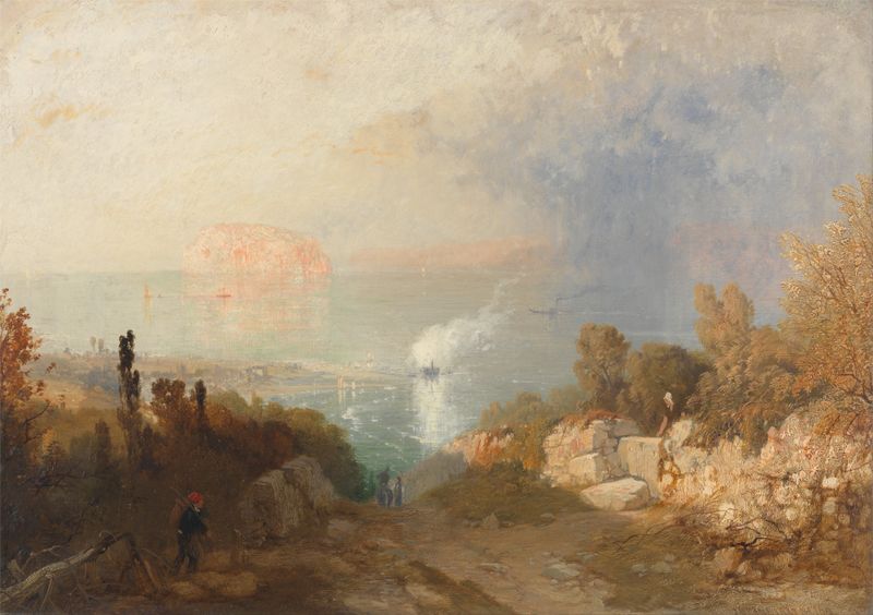 Marine scene depicting The Entrance to the Menai Straits by James Baker Pyne, unknown medium