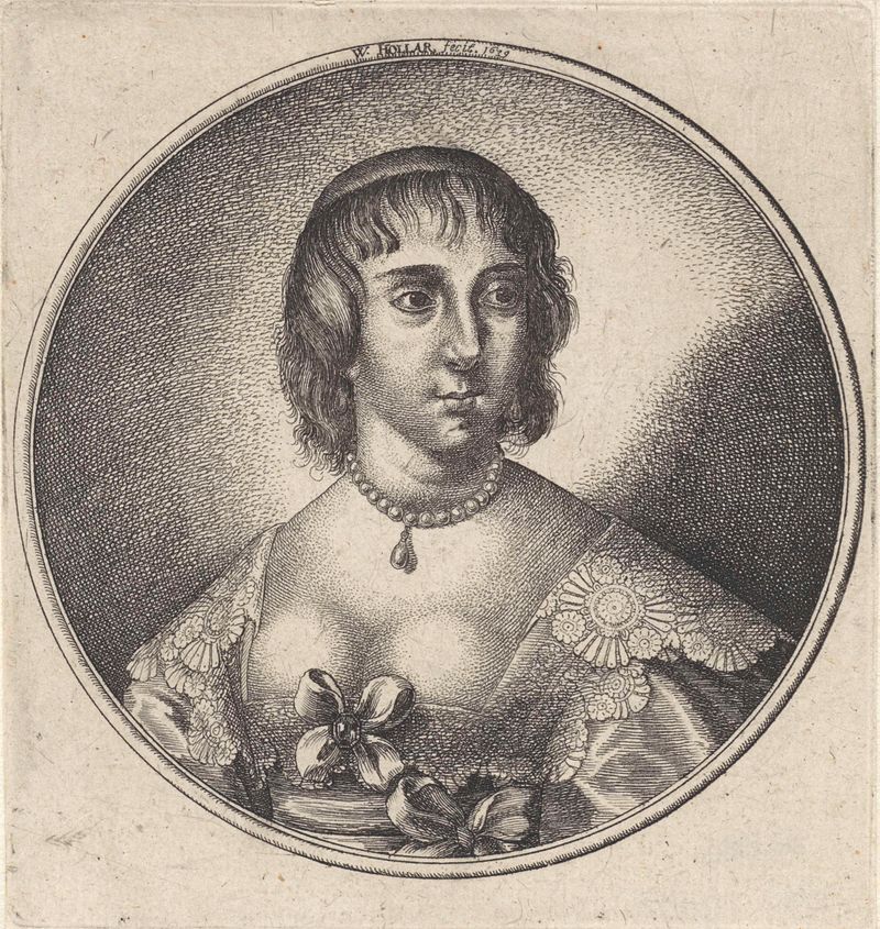 Retrato de uma mulher em traje de decote baixo, gravura de Wenceslaus Hollar