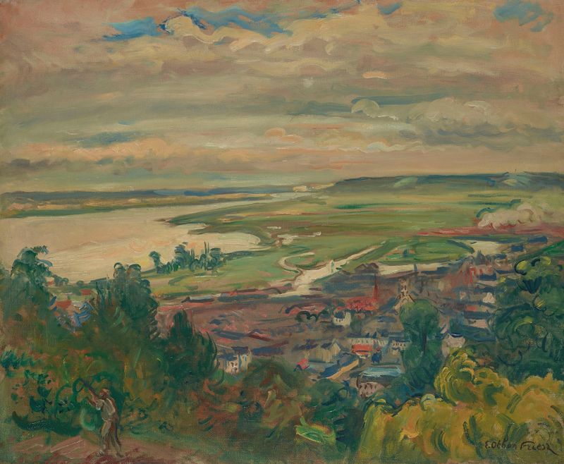 L’Estuaire à Honfleur by Emile Othon Friesz, oil painting depicting a river landscape.