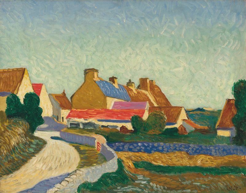 Marine scene with water and horizon by William Strang, Impressionism