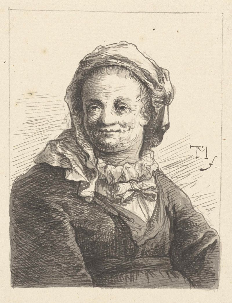 Portrait of a woman with delicate features, oil on canvas by Johann Georg Trautmann