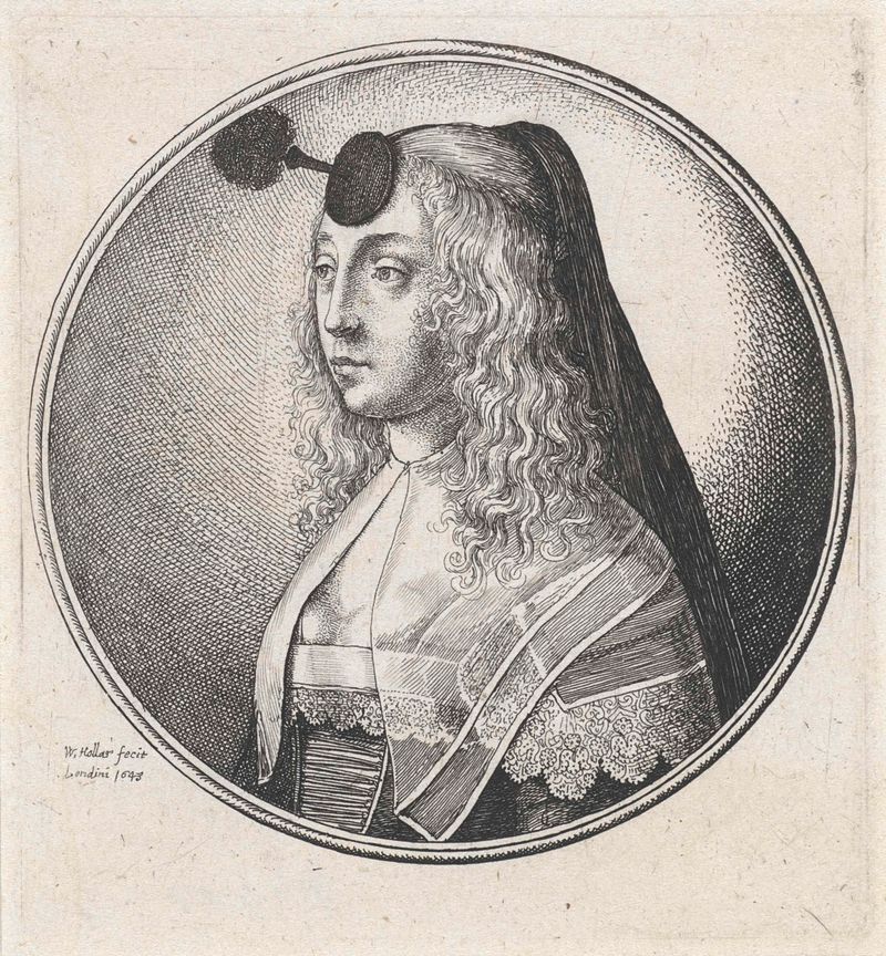 Retrato de una mujer con un collar de encaje, grabado de Wenceslaus Hollar