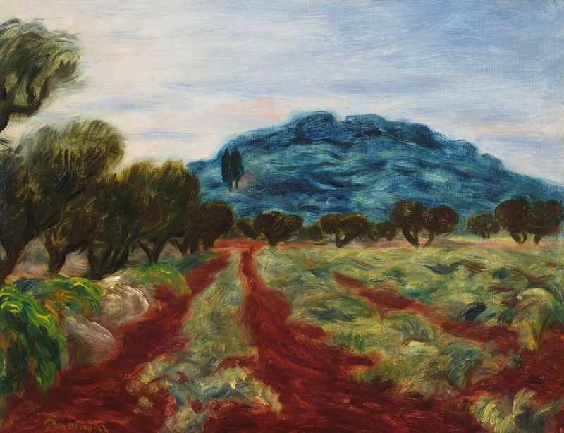 Paisaje desde Sanary de Józef Pankiewicz, pintura al óleo de una escena natural serena.
