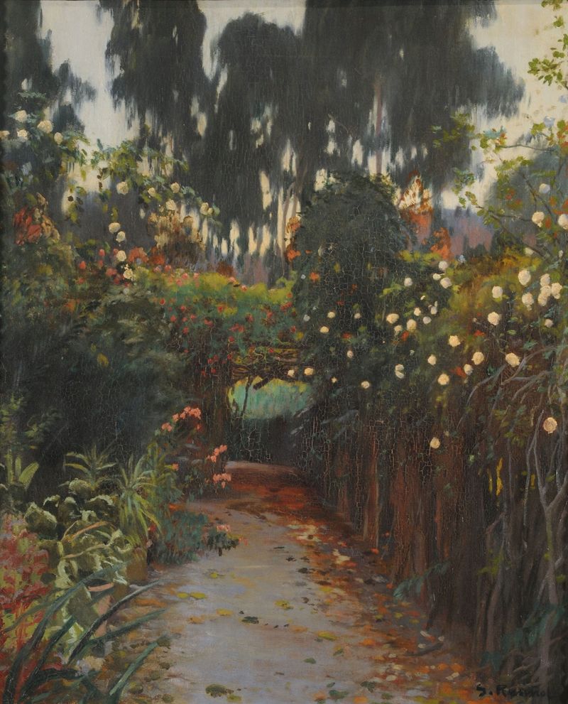 Botanical scene with roses by Santiago Rusiñol, unknown medium