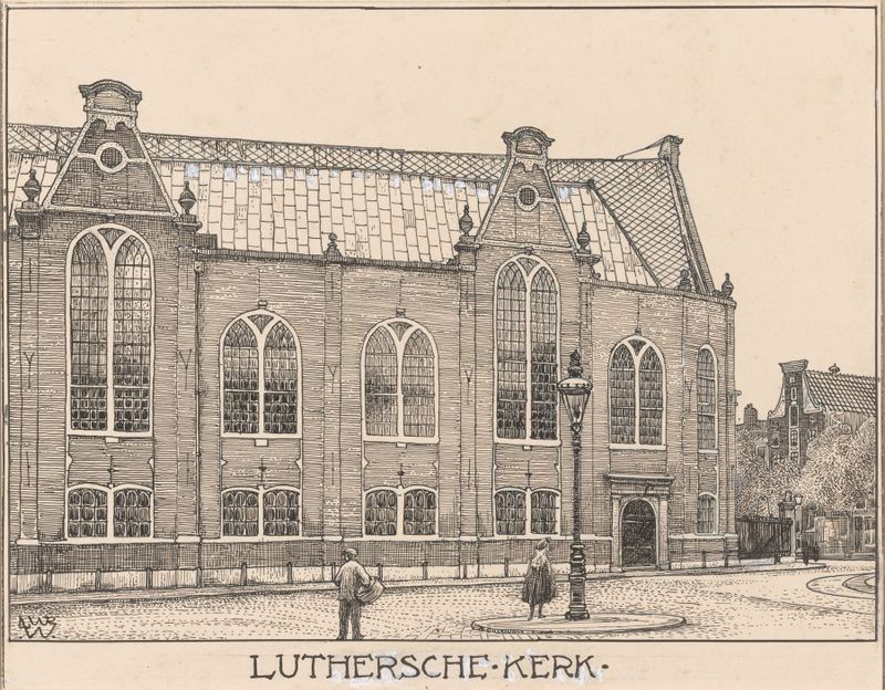 De Luthersche Kerk te Amsterdam, óleo sobre lienzo de Willem Wenckebach