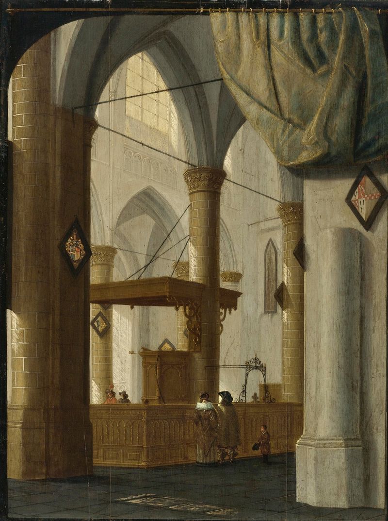 Interior of the Grote Kerk, Dordrecht by Daniël de Blieck, oil painting