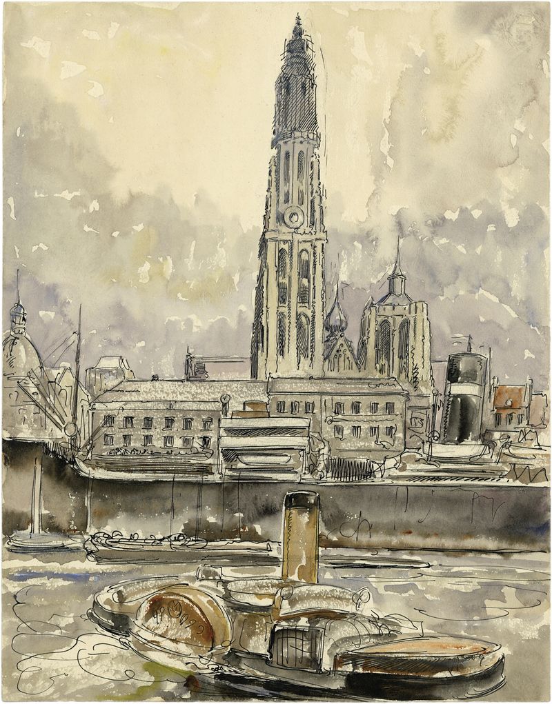 Onze-Lieve-Vrouwe Kathedraal te Antwerpen, oil on canvas by Alfred Ost