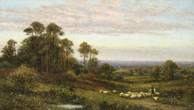 Shepherd and his flock, óleo sobre tela de Alfred Augustus Glendening